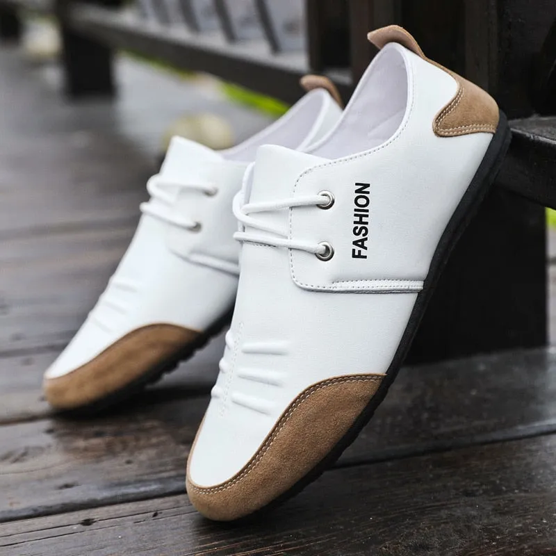 2022 Solid Color Non-slip Men Driving Shoes Spring Autumn New Leather Breathable Men&#39;s Peas Shoes British Casual Sneakers