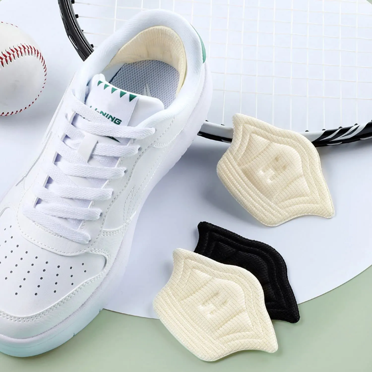 8 pairs of heel pads that fit almost any shoe, for oversized shoes, cotton insole and sponge with self-adhesive (8 pairs mixed)