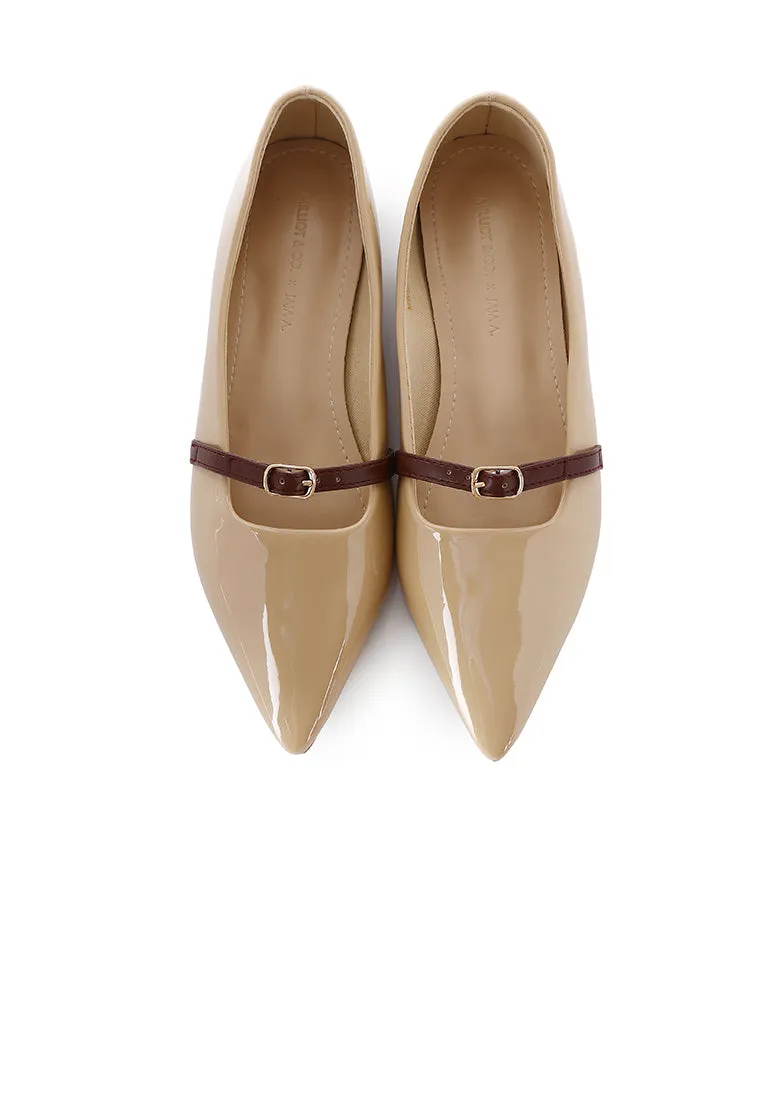 Aileen Patent Flats & Ballerina (Khaki)