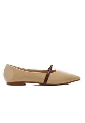 Aileen Patent Flats & Ballerina (Khaki)