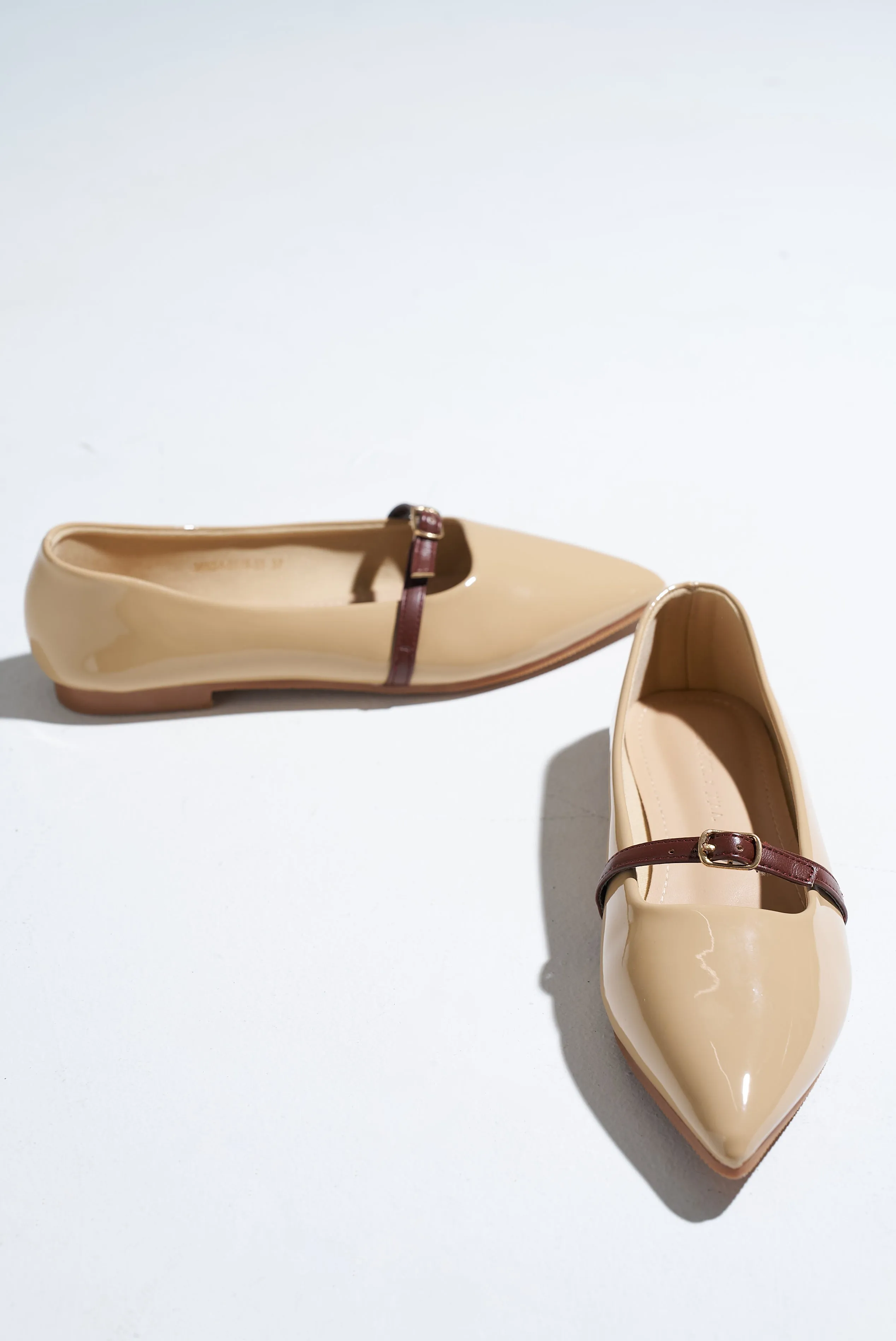 Aileen Patent Flats & Ballerina (Khaki)