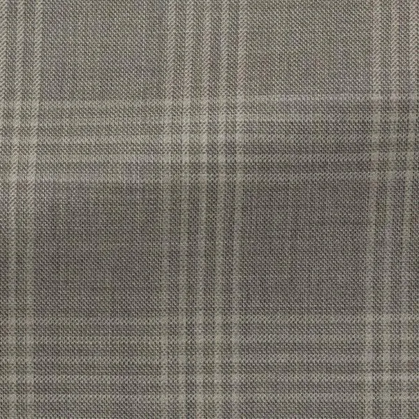 Angelico 365 Doppio Ritoto S130 Merino Wool Taupe with Beige Check
