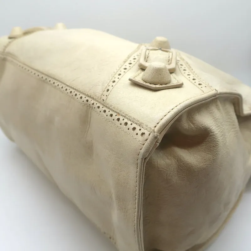 Balenciaga Giant Brogues Covered Folder Tote Ecru Leather Large Shoulder Bag