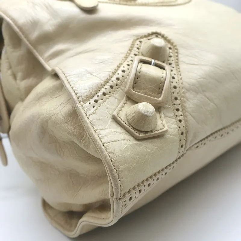 Balenciaga Giant Brogues Covered Folder Tote Ecru Leather Large Shoulder Bag