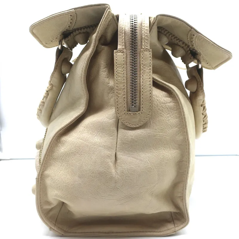 Balenciaga Giant Brogues Covered Folder Tote Ecru Leather Large Shoulder Bag