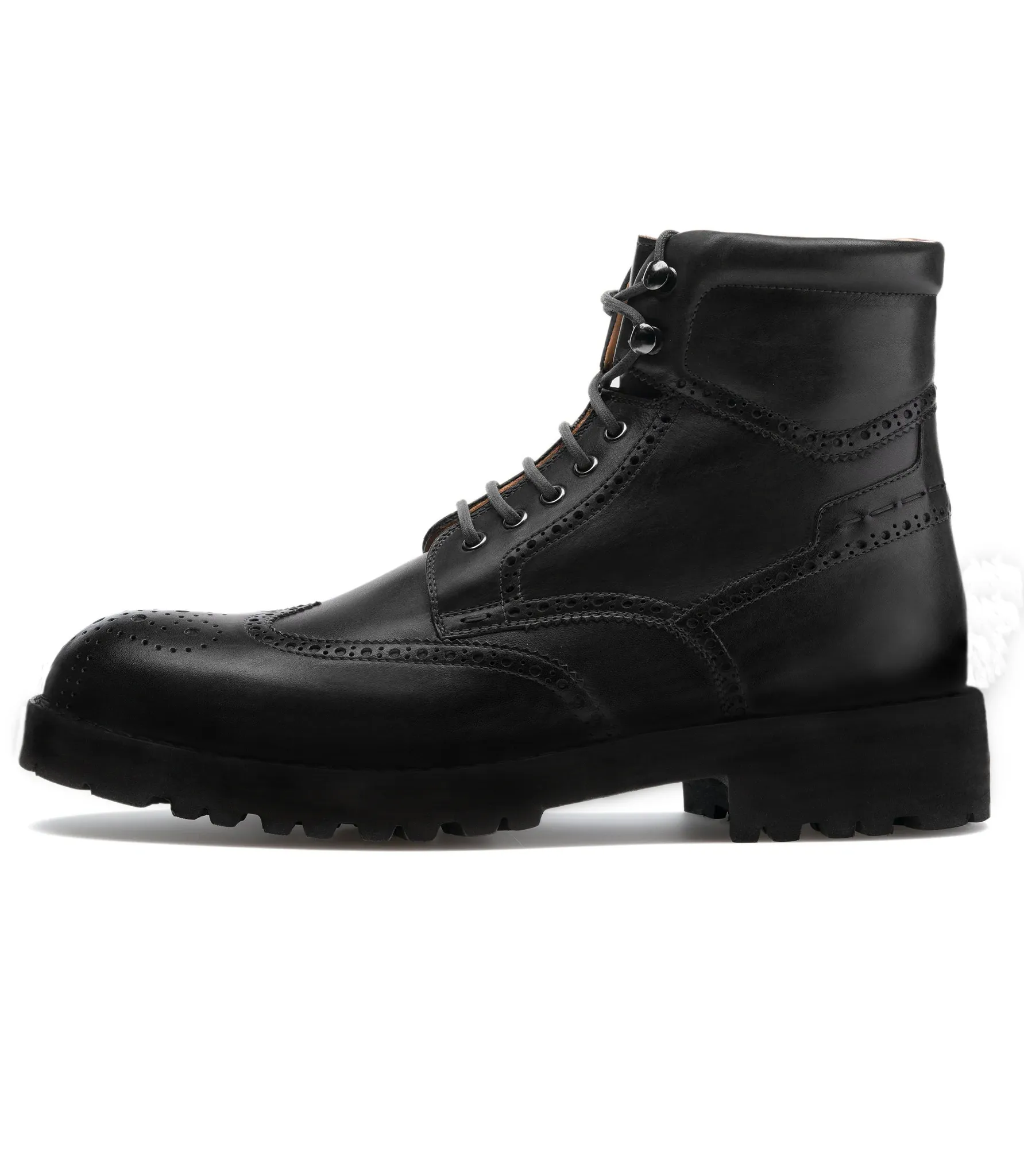 Black Leather Troyes Chunky Derby Boots - Hiking and Trekking Boots