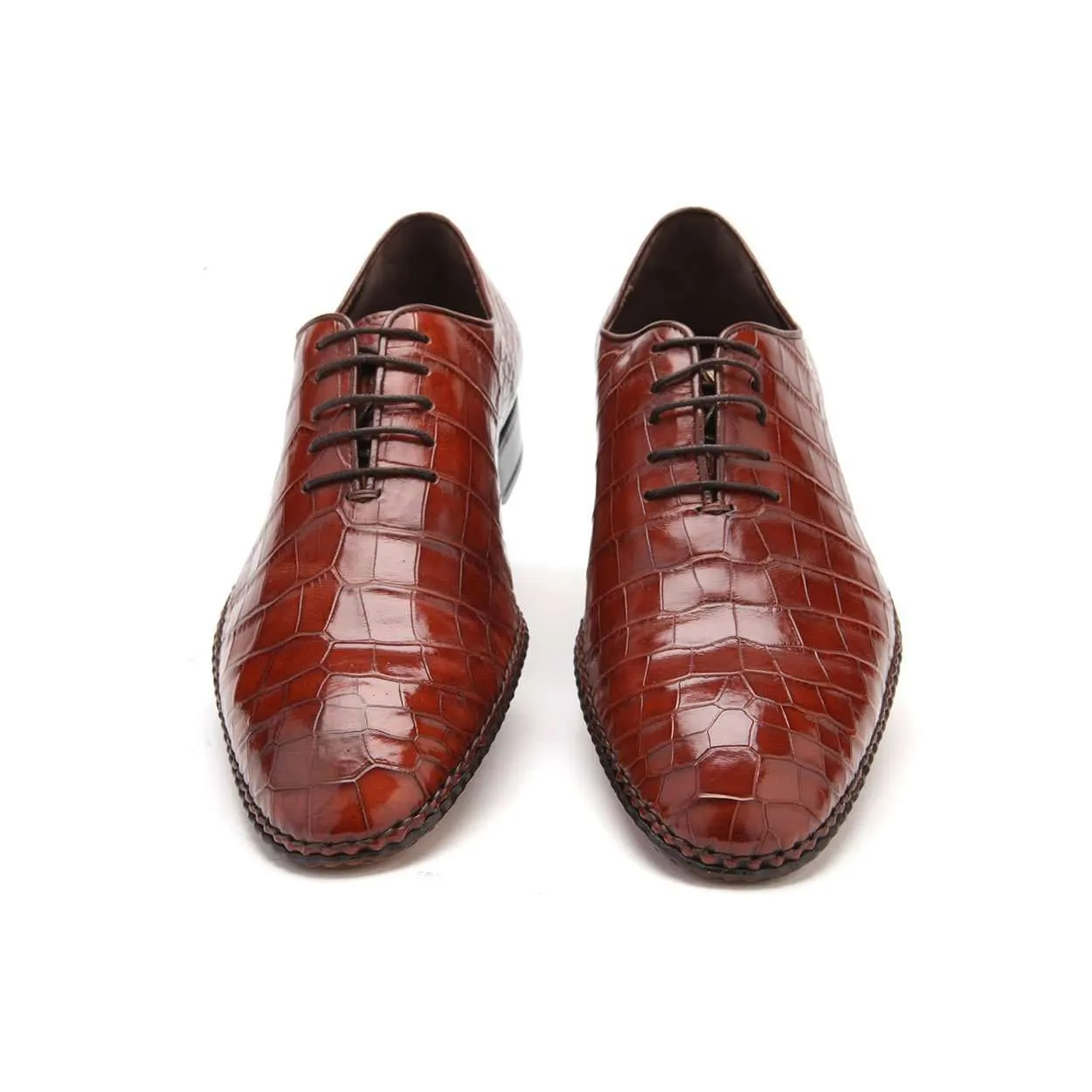 Caporicci 2542 Men's Luxury Italian Designer Shoes Dark Gold Exotic Alligator Oxfords (CAP2000)