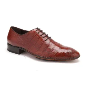 Caporicci 2542 Men's Luxury Italian Designer Shoes Dark Gold Exotic Alligator Oxfords (CAP2000)