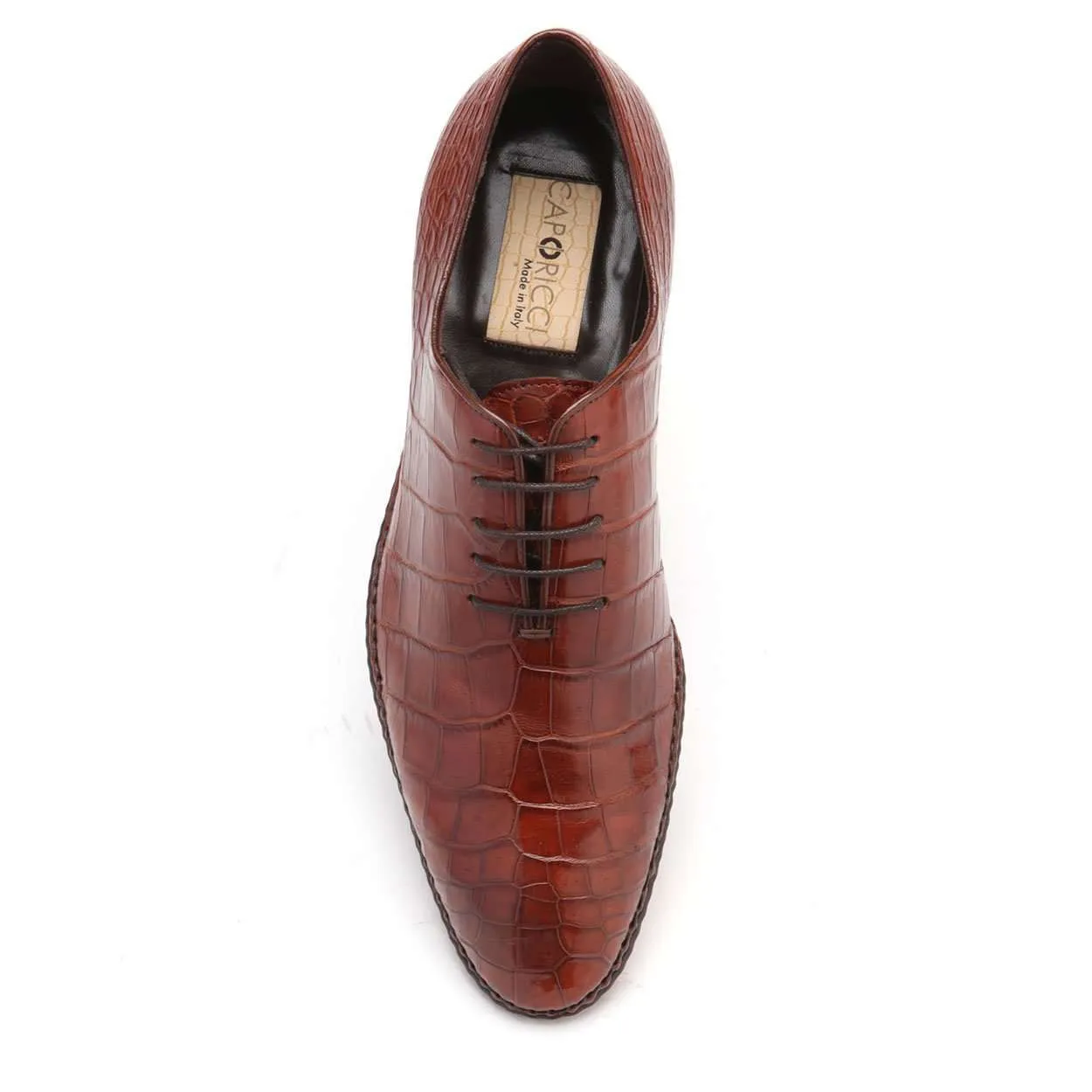 Caporicci 2542 Men's Luxury Italian Designer Shoes Dark Gold Exotic Alligator Oxfords (CAP2000)