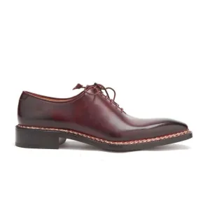 Caporicci Men's Luxury Italian Designer Shoes 1400 Leather Bordo Burgundy Norwegian Construction Oxfords (CAP1109)