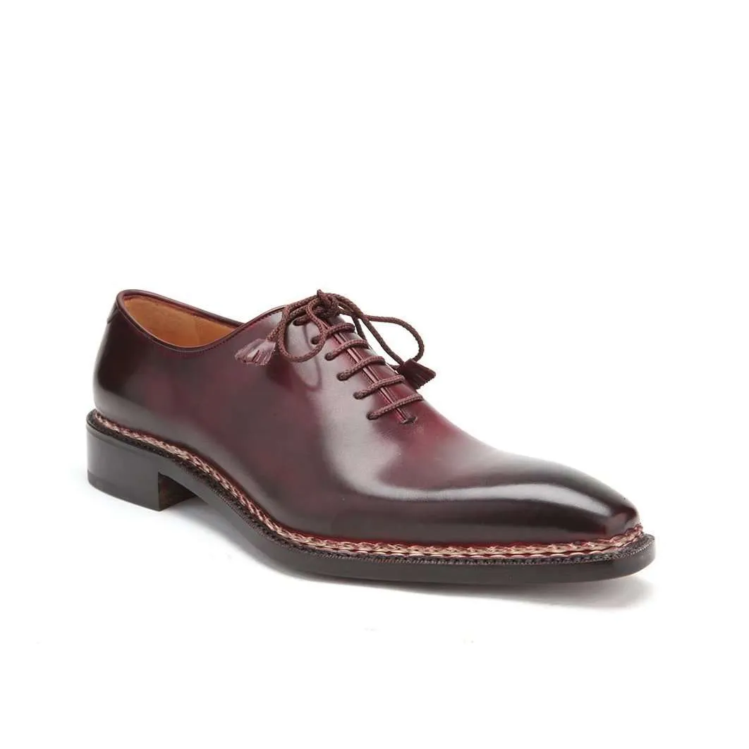 Caporicci Men's Luxury Italian Designer Shoes 1400 Leather Bordo Burgundy Norwegian Construction Oxfords (CAP1109)