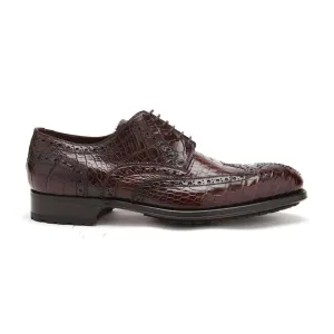 Caporicci Men's Luxury Italian Designer Shoes 3318 Alligator Castagno Brown Oxfords (CAP1115)
