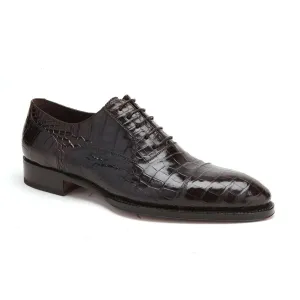 Caporicci Men's Luxury Italian Designer Shoes Brown Alligator Oxfords 1102 (CAP1012)
