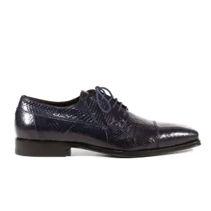 Cesare Paciotti Luxury Italian Ayer Lux Exotic Navy Leather Oxfords (CPM3071)