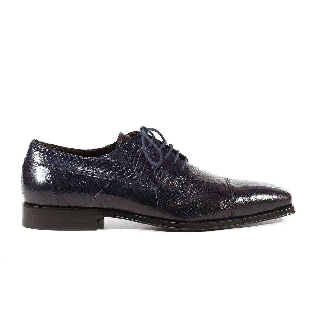Cesare Paciotti Luxury Italian Ayer Lux Exotic Navy Leather Oxfords (CPM3071)