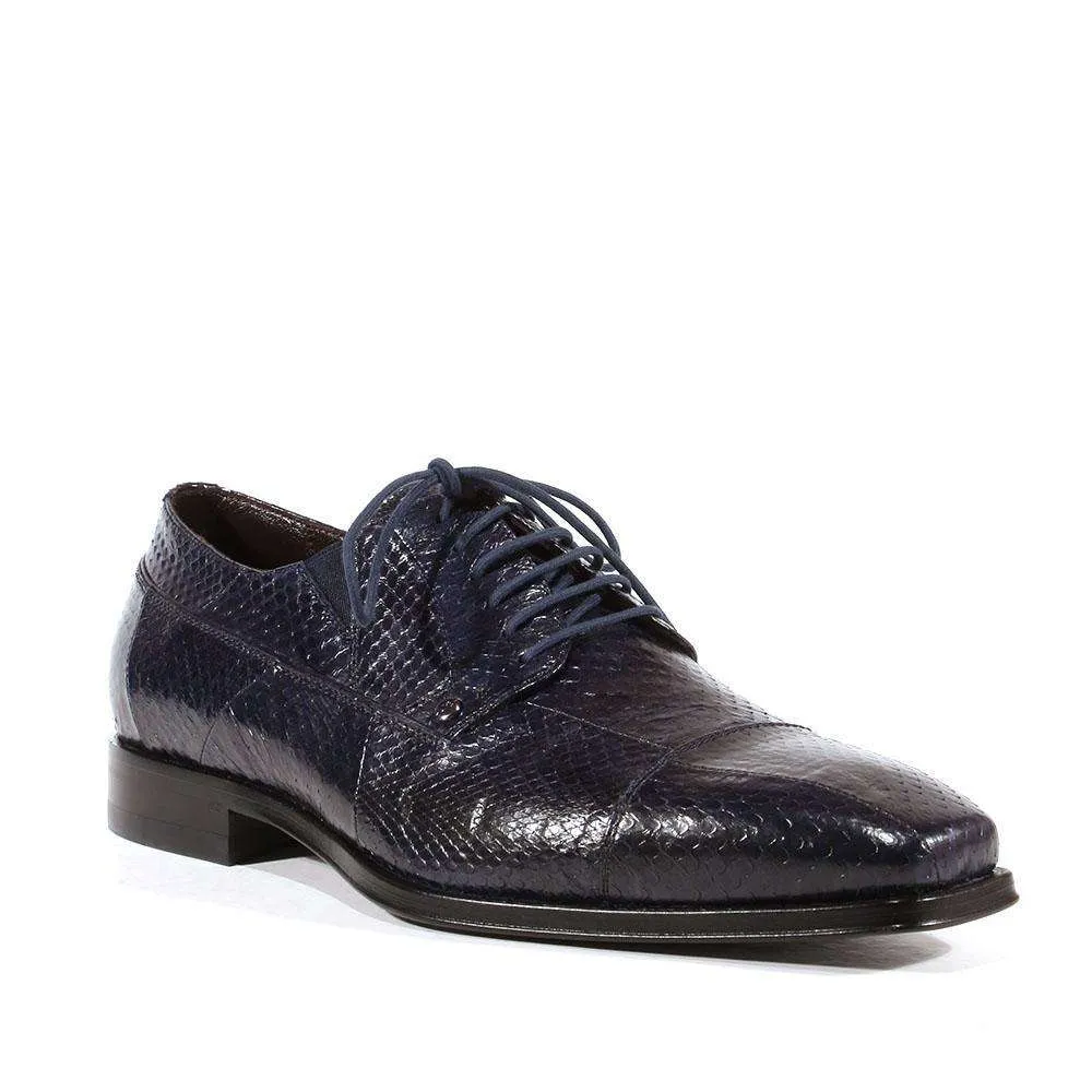 Cesare Paciotti Luxury Italian Ayer Lux Exotic Navy Leather Oxfords (CPM3071)