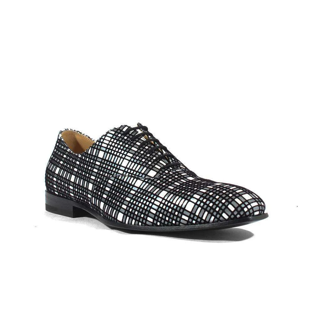 Cesare Paciotti Luxury Italian Italian Men's Designer Shoes Panello Flok Bian / Nero Leather Oxfords (CPM2651)