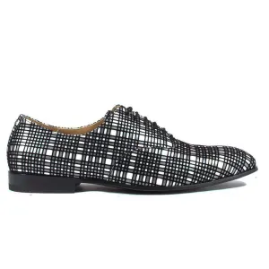 Cesare Paciotti Luxury Italian Italian Men's Designer Shoes Panello Flok Bian / Nero Leather Oxfords (CPM2651)