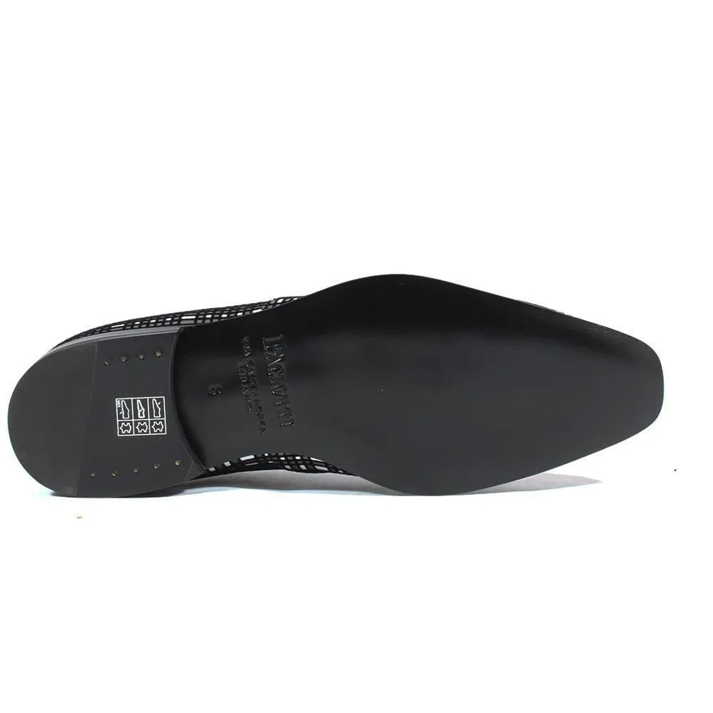 Cesare Paciotti Luxury Italian Italian Men's Designer Shoes Panello Flok Bian / Nero Leather Oxfords (CPM2651)
