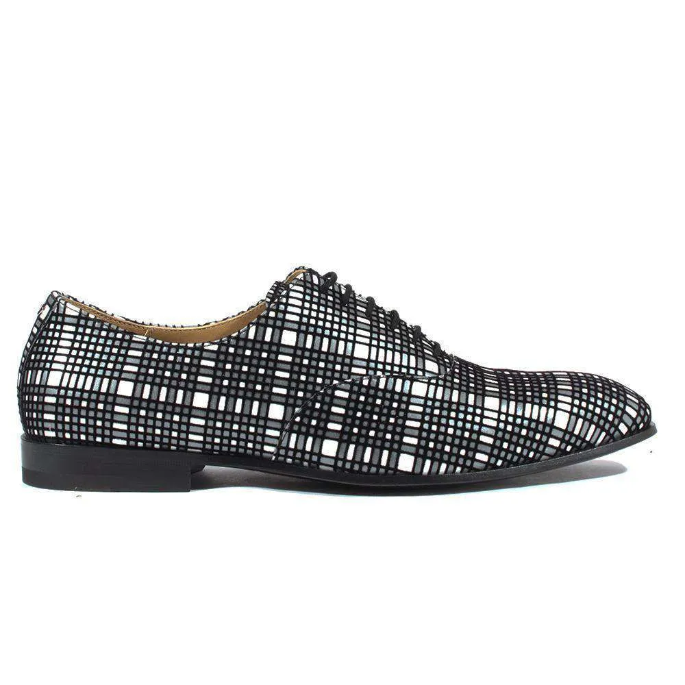 Cesare Paciotti Luxury Italian Italian Men's Designer Shoes Panello Flok Bian / Nero Leather Oxfords (CPM2651)