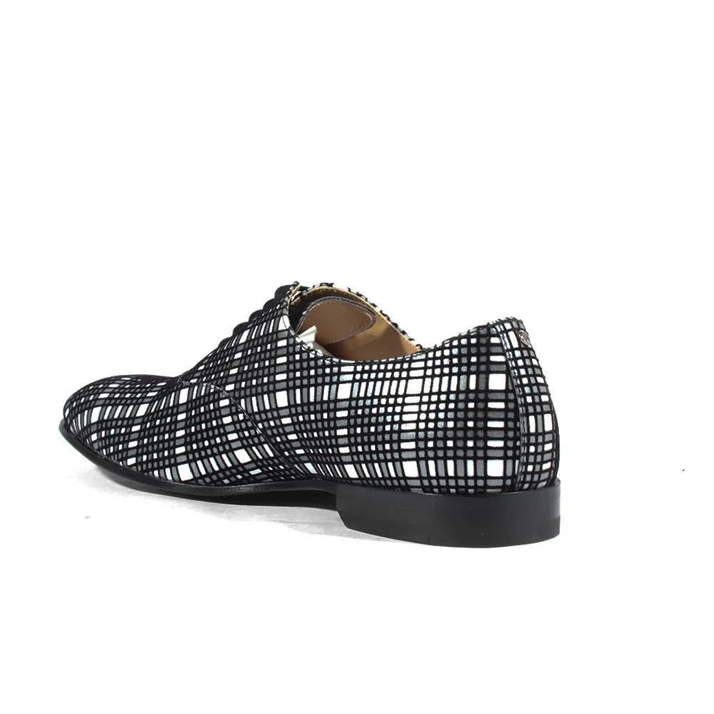 Cesare Paciotti Luxury Italian Italian Men's Designer Shoes Panello Flok Bian / Nero Leather Oxfords (CPM2651)