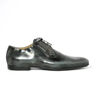 Cesare Paciotti Luxury Italian Magic Old Fumo Antiqued Pressed Leather Oxfords (CPM2316)