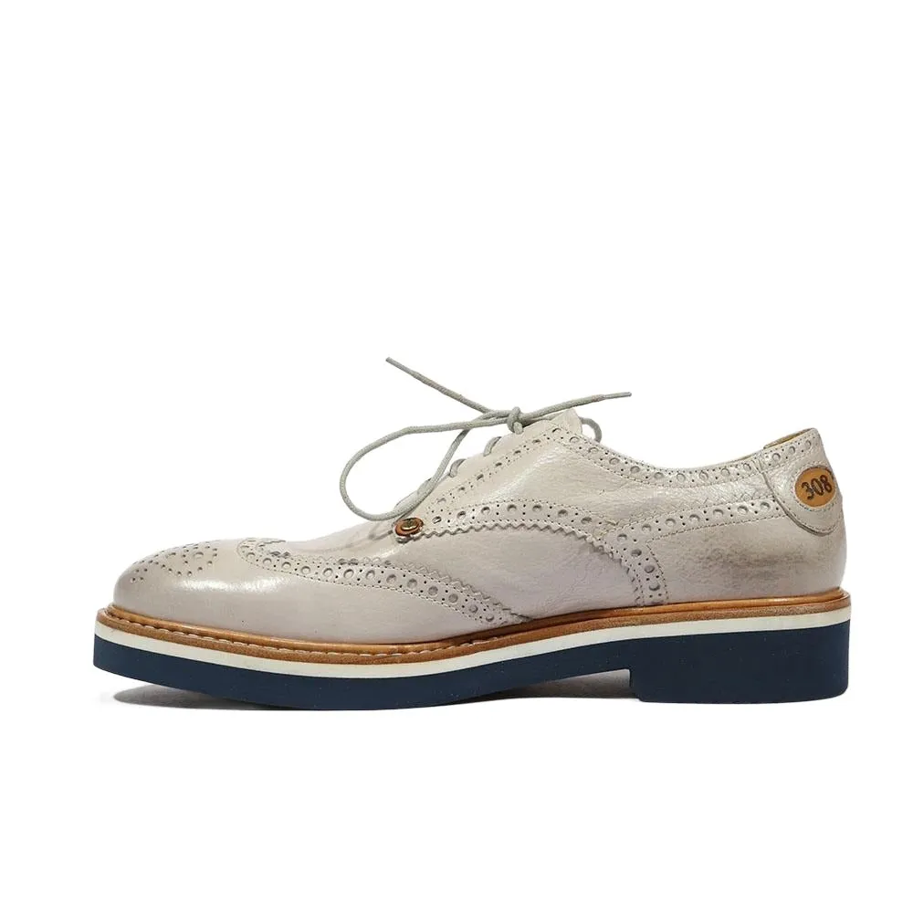 Cesare Paciotti Luxury Italian Men's 308 Madison China Grey Bone White Oxfords (CPM5301)