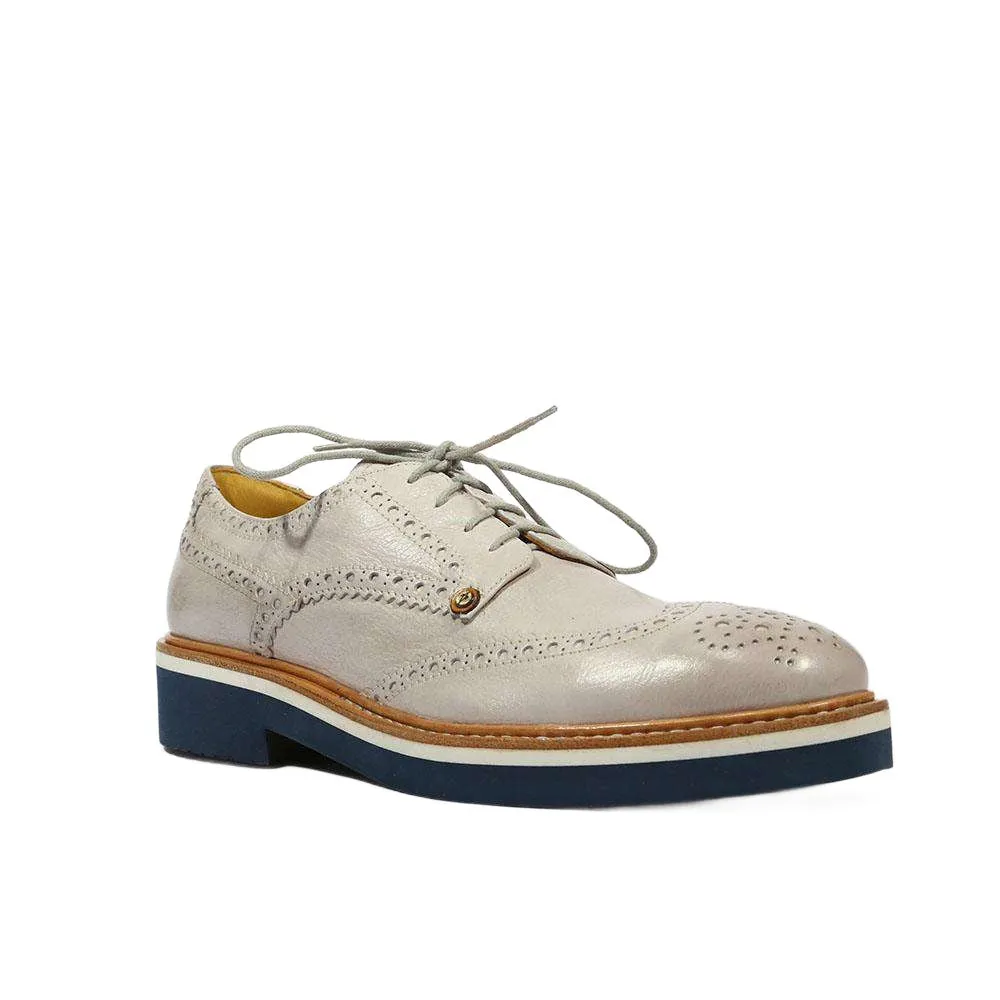 Cesare Paciotti Luxury Italian Men's 308 Madison China Grey Bone White Oxfords (CPM5301)
