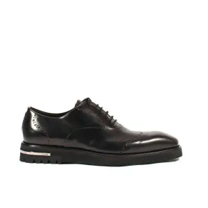 Cesare Paciotti Luxury Italian Men's Designer Shoes Old Paint Black I Leather Oxfords (CPM2535)