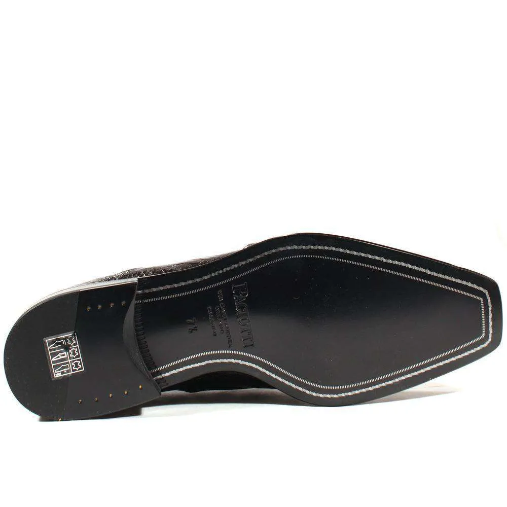Cesare Paciotti Luxury Italian Men's Designer Shoes Struzzo Zamp Black R Lizard Claws Oxfords (CPM2591)