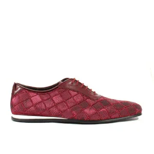 Cesare Paciotti Luxury Italian Men's Designer Shoes Valvet Bordo Soft Melanzana Leather / Fabric Oxfords (CPM2510)