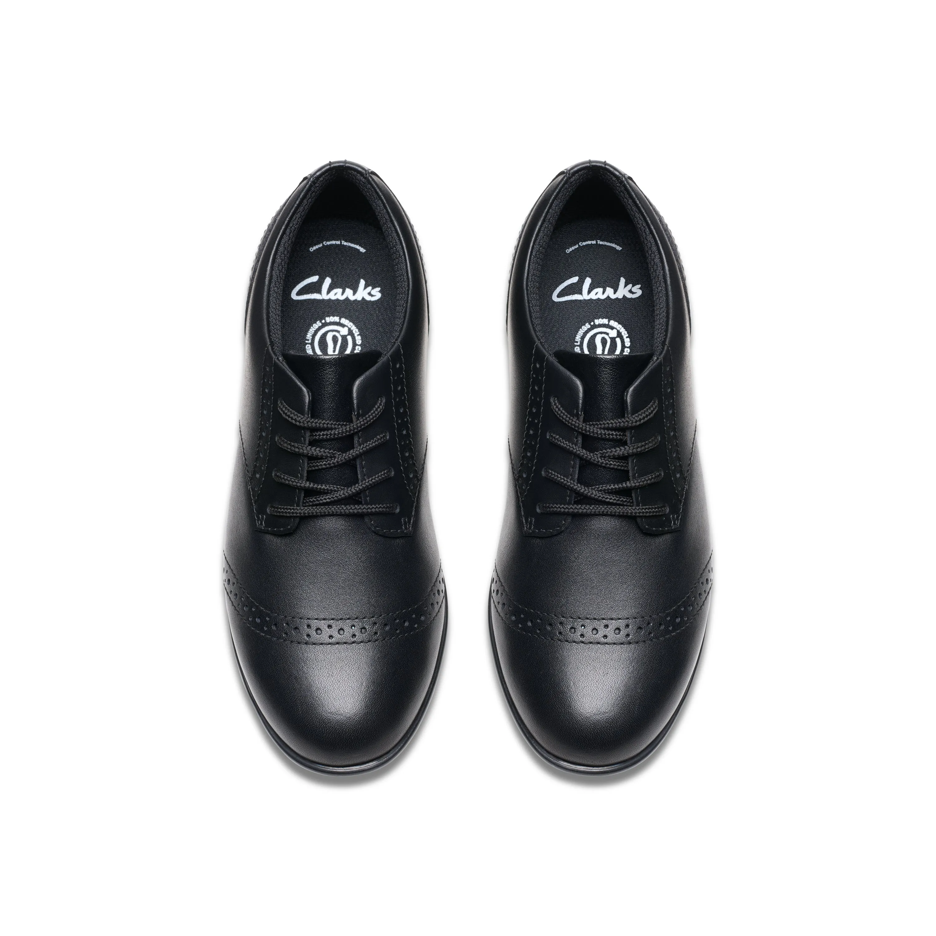 Clarks Finja Brogue O Girls Black School Shoe