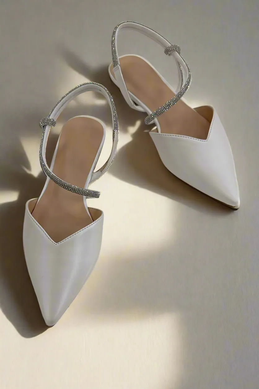 Crystal Ankle Strap Pointed Toe Flats