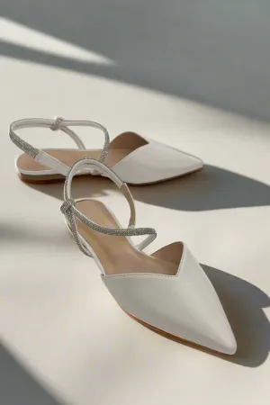 Crystal Ankle Strap Pointed Toe Flats