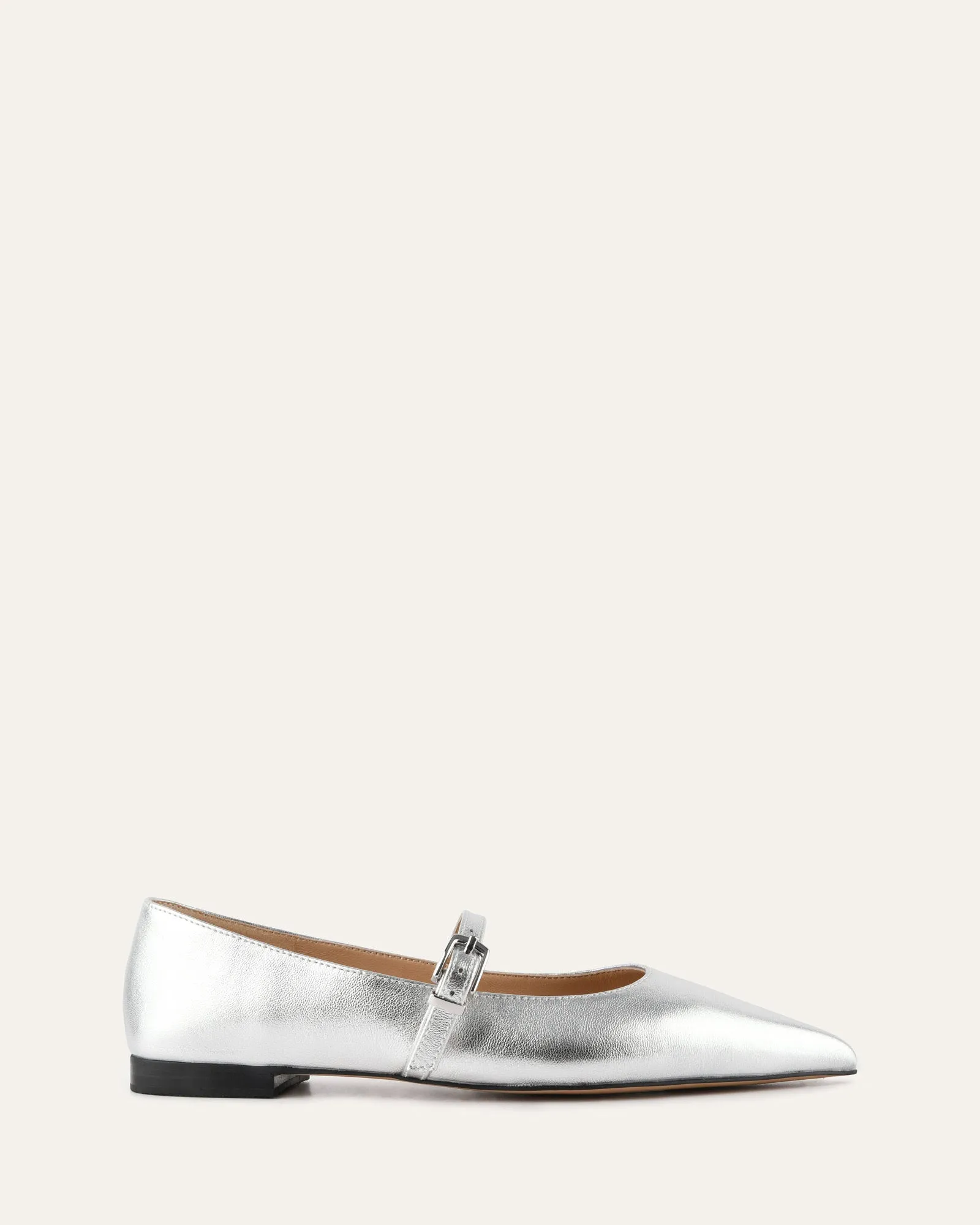 DILARIA DRESS FLATS SILVER LEATHER