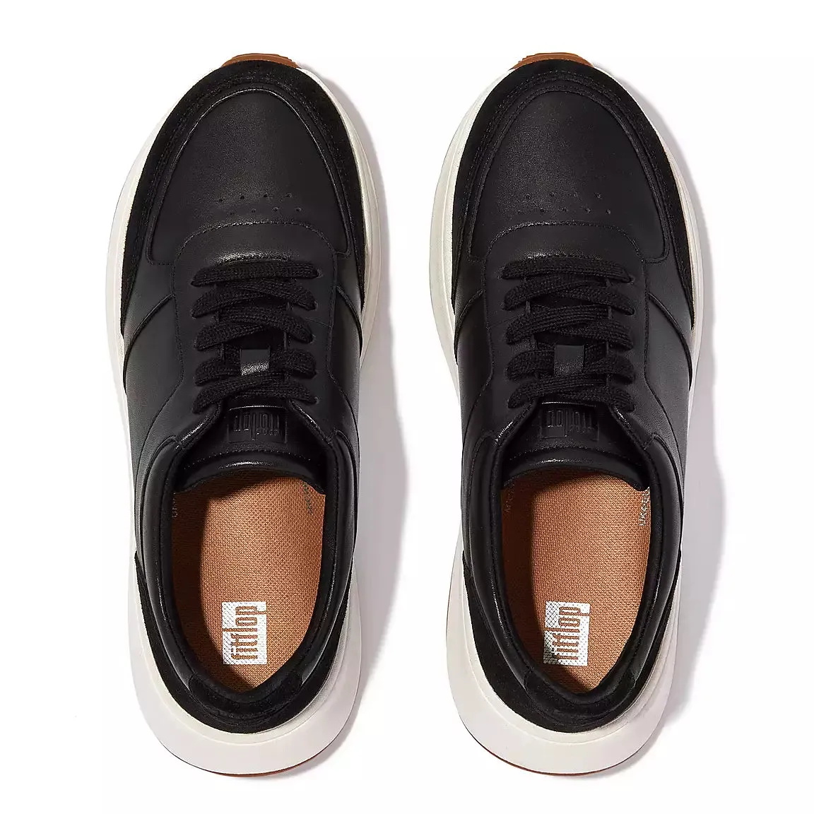 Fit Flop Leather/Suede Flatform Sneakers | Urban White   Black