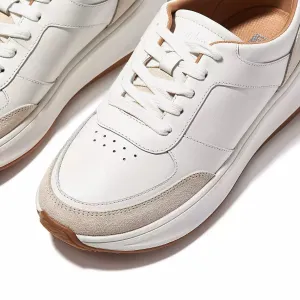 Fit Flop Leather/Suede Flatform Sneakers | Urban White   Black