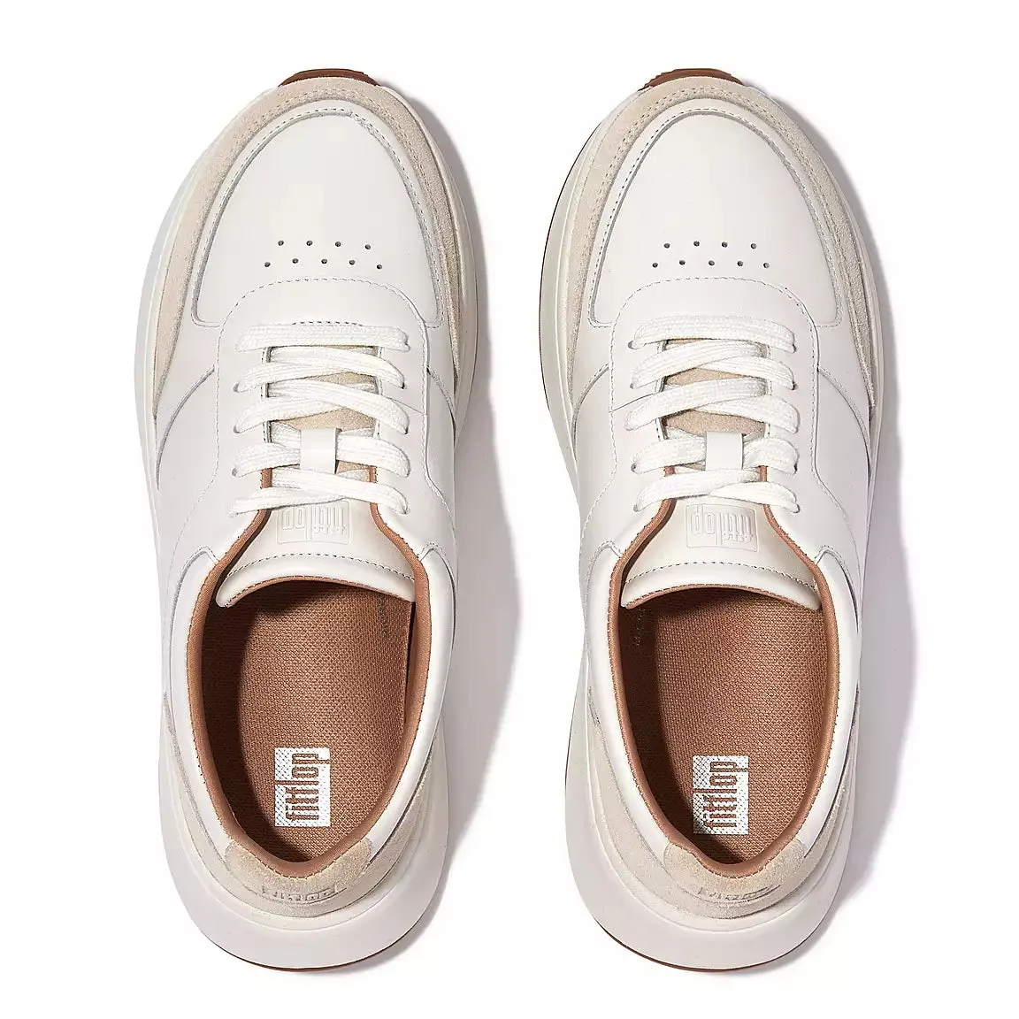 Fit Flop Leather/Suede Flatform Sneakers | Urban White   Black