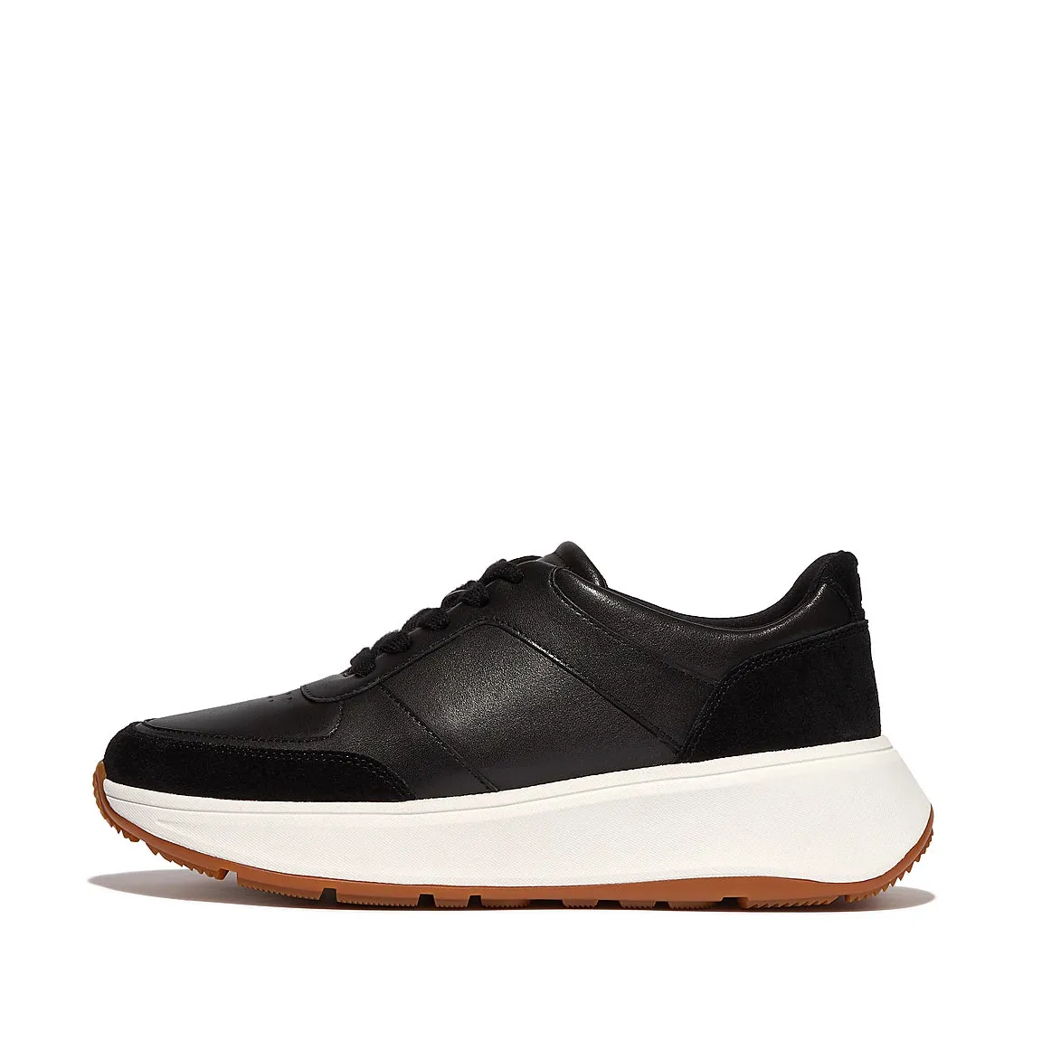 Fit Flop Leather/Suede Flatform Sneakers | Urban White   Black