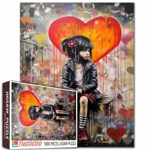 Girl with Heart Balloon Jigsaw Puzzle