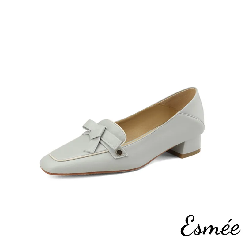 Leather High Heel Loafers with Artful Knots