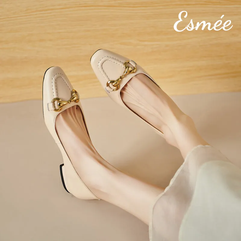 Leather Loafers with Horsebit Design