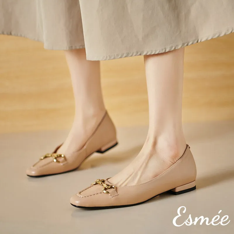 Leather Loafers with Horsebit Design