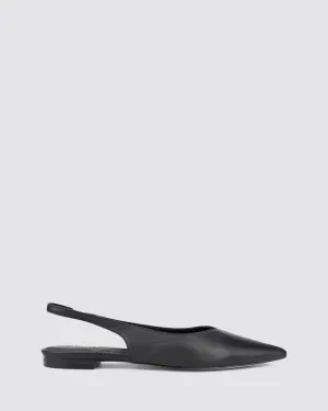 LORIE SLINGBACK FLATS BLACK LEATHER