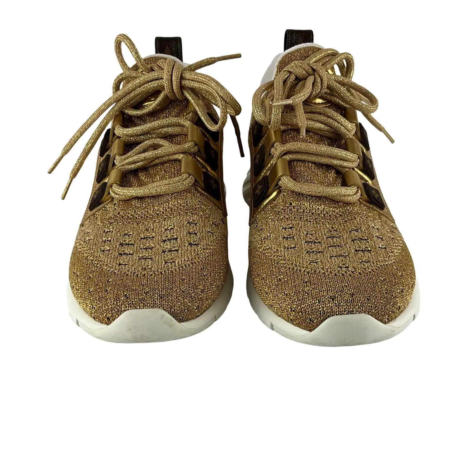 Louis Vuitton Women's Gold Knit Fabric Leather Aftergame Sz 38 Pre-Owned