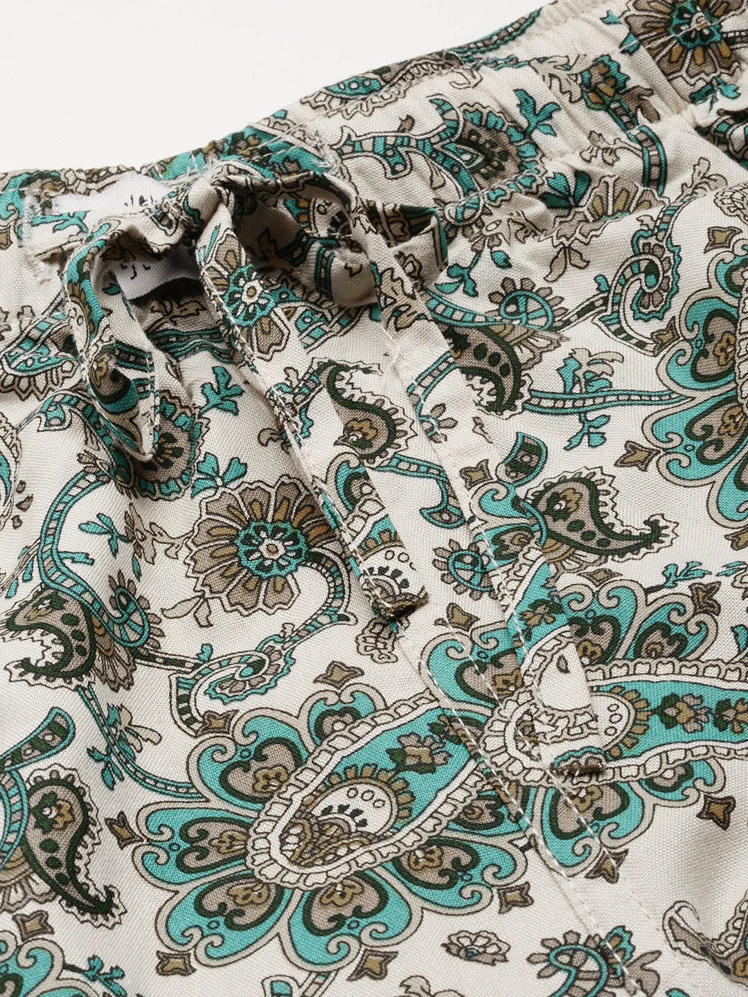 Men Beige Ethnic Motif Printed Co Ords Set with Shorts