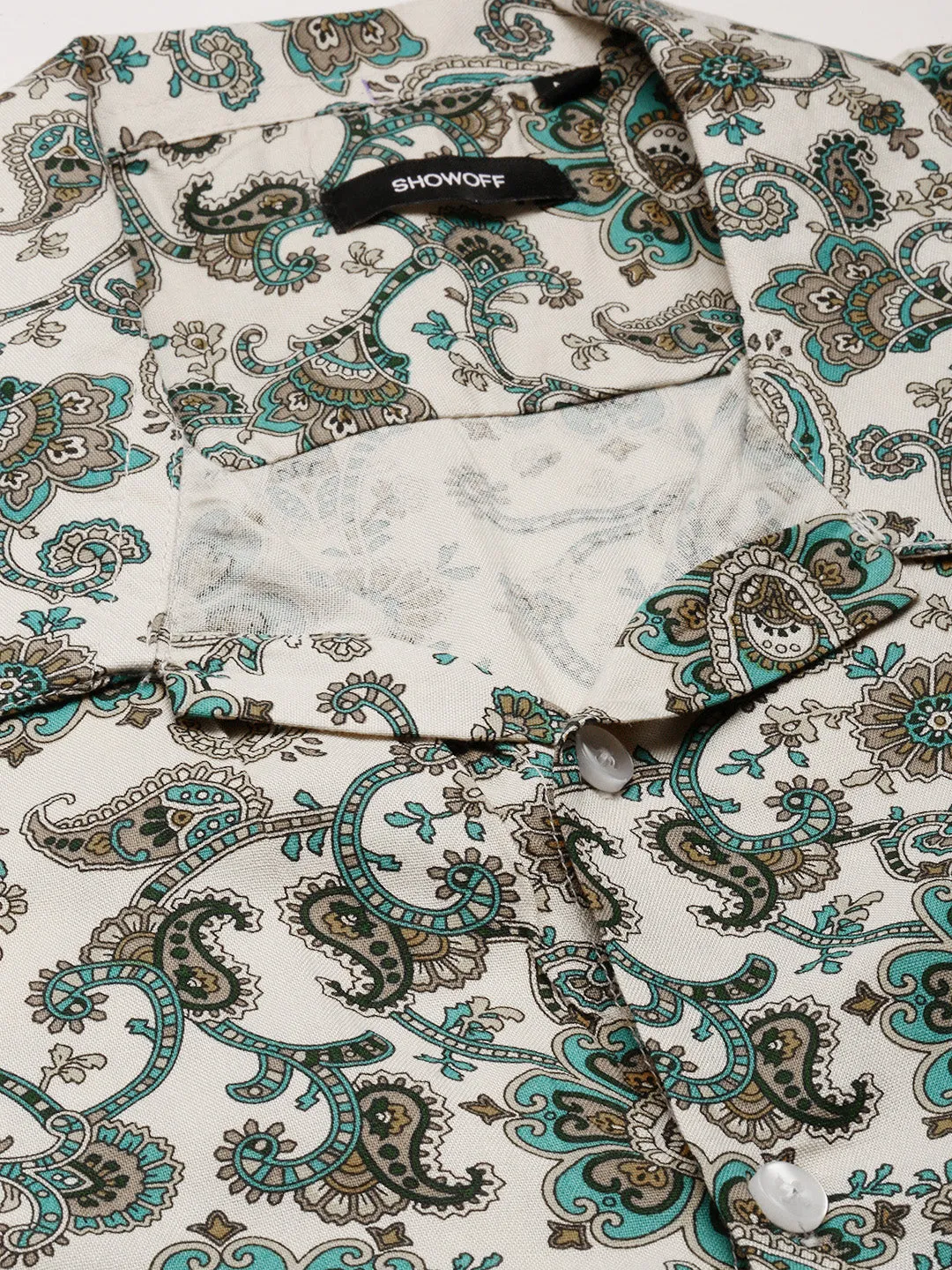 Men Beige Ethnic Motif Printed Co Ords Set with Shorts