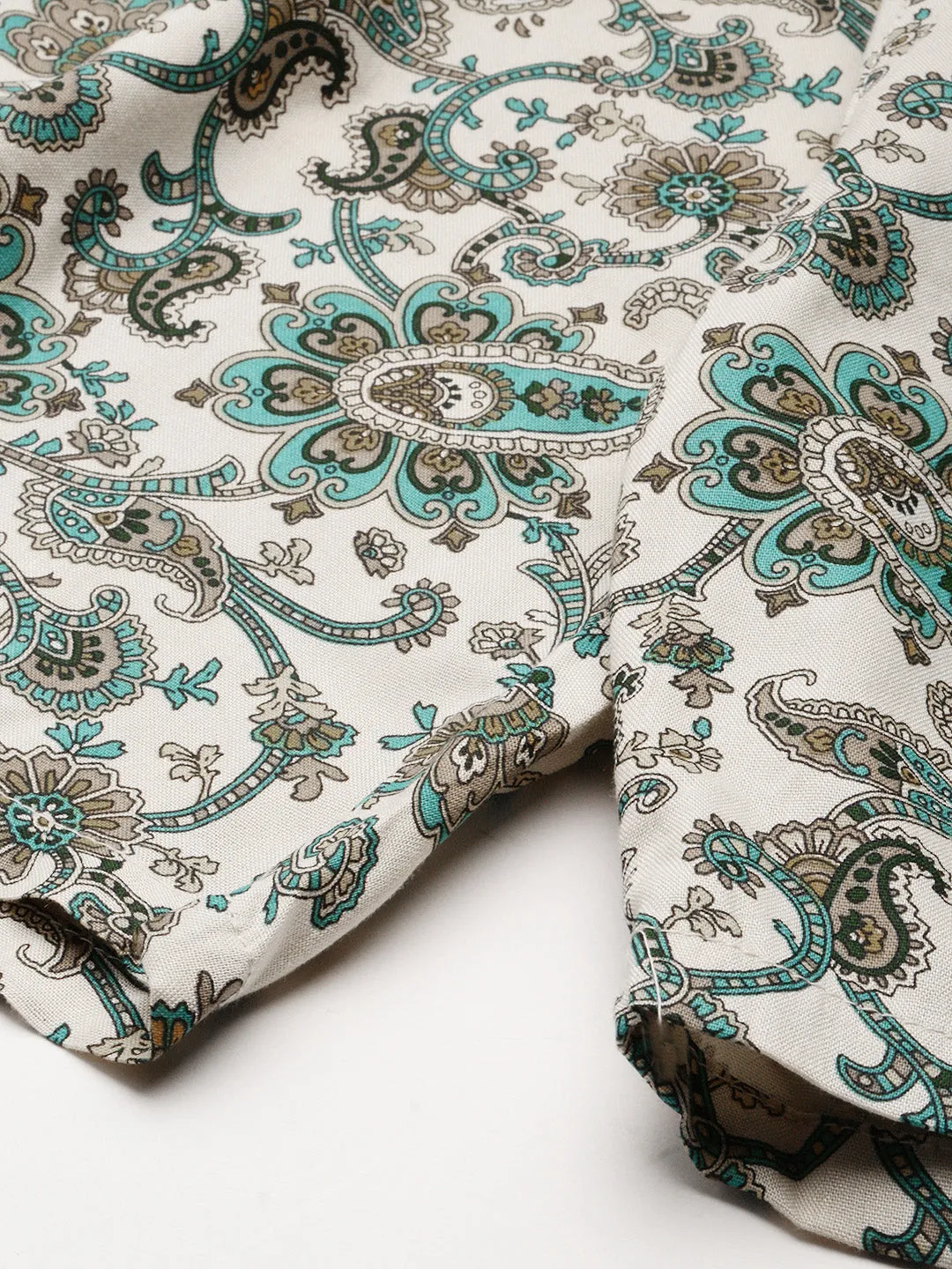 Men Beige Ethnic Motif Printed Co Ords Set with Shorts
