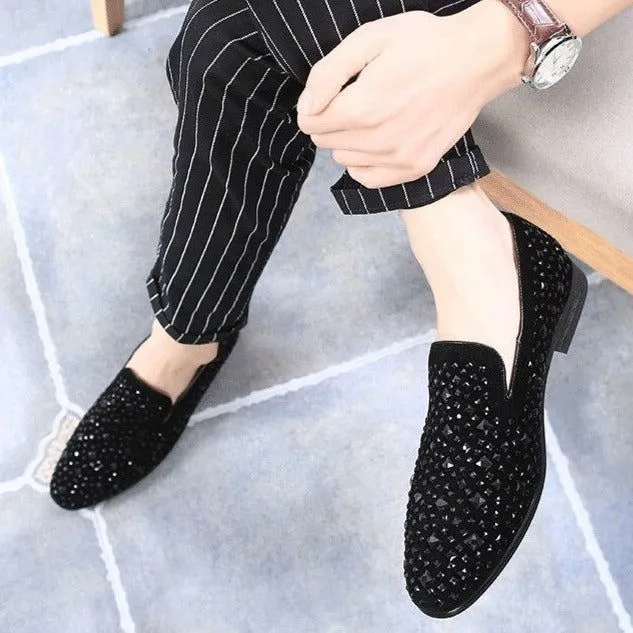 New Arrival Trendy Pointed Toe Luxury Rhinestone Moccasins -