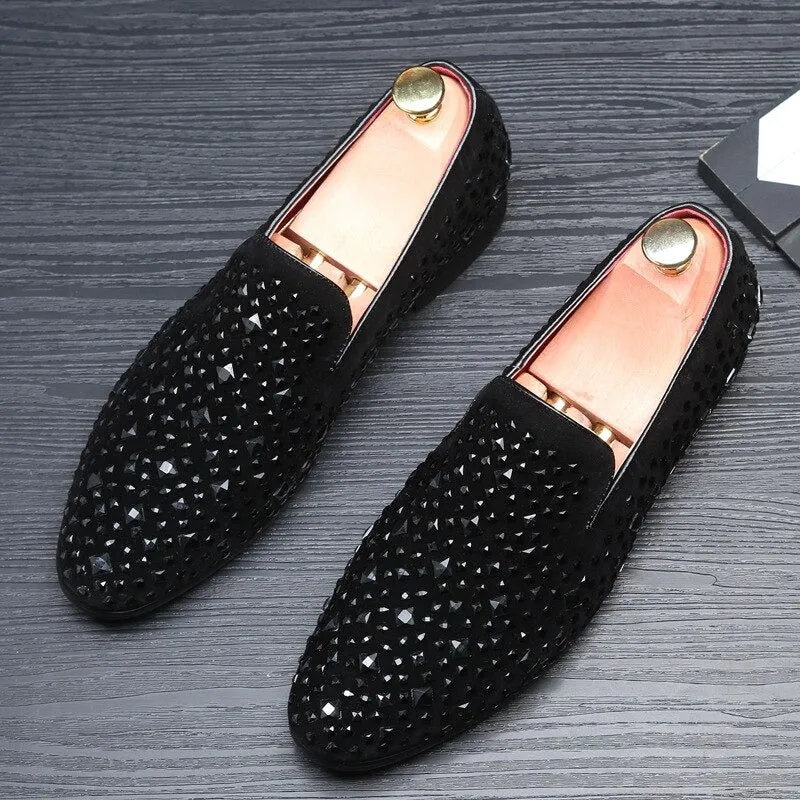 New Arrival Trendy Pointed Toe Luxury Rhinestone Moccasins -